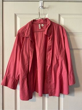 Women's Button-Front Blouse in Rose Pink